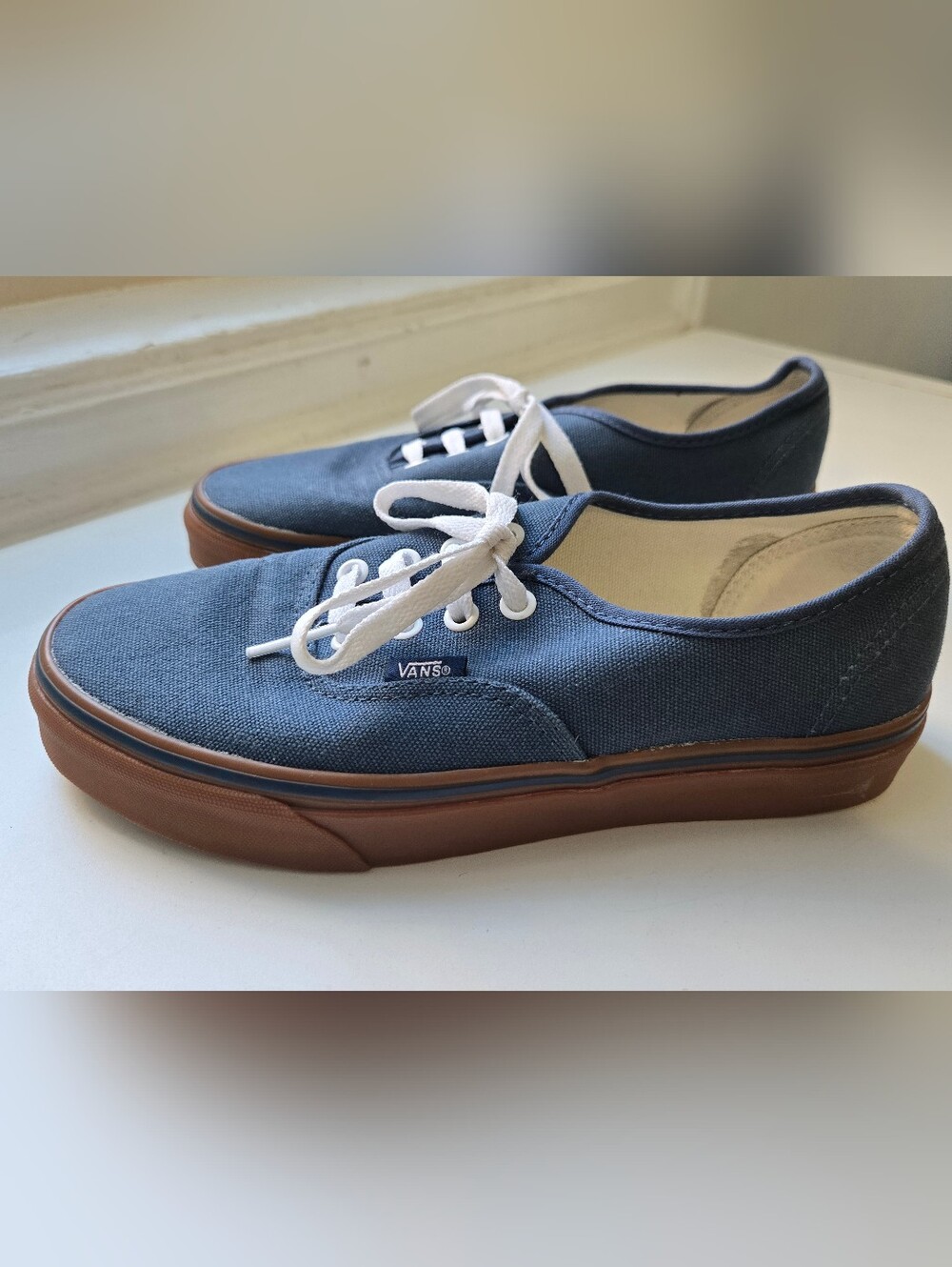 Vans Navy Canvas Low-Top Sneakers with White Laces